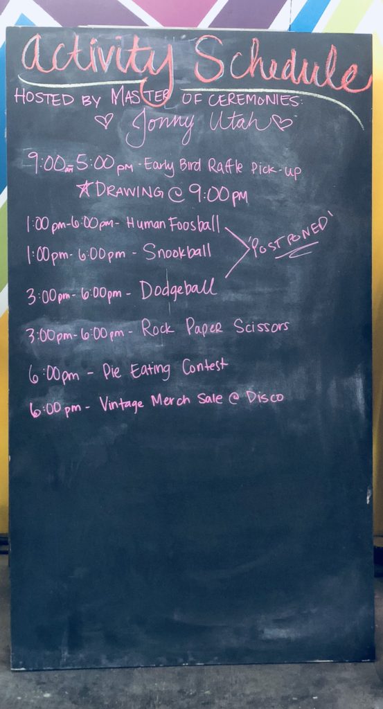 activity schedule at coachella camping area including dodgeball