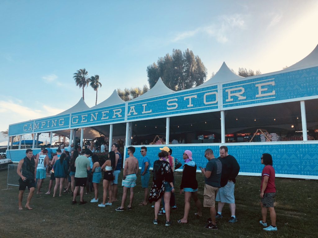 coachella camping general store with very long line
