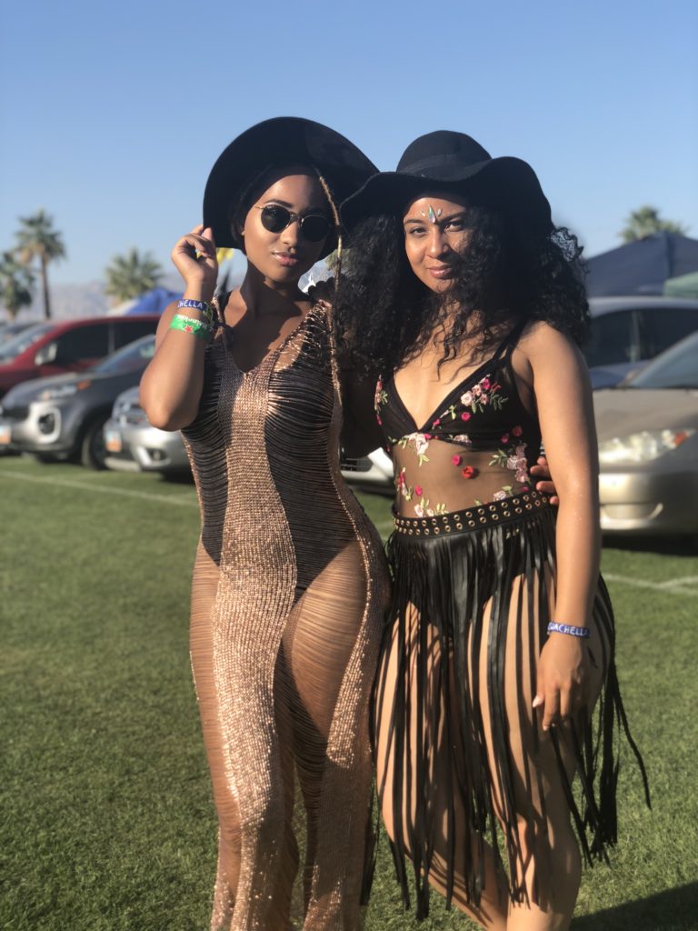 two girls fashionable outfits at coachella